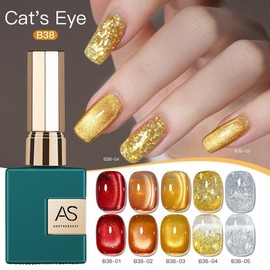 AS gel nail 5-piece set, including magnetic syrup glitter color gel art plate, 1 set, B38 5-piece million / AS젤 네일 5종 세트 자석 시럽 글리터 컬러 젤 아트판 포함, 1세트, B38 5종 밀리언