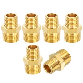 CoCud 5 Pack Brass Pipe Fittings, 3/8" NPT Male to 1/4" NPT Male Reducer