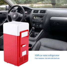 Lazmin1 Mini USB Refrigerator, Portable LED Electric Drinks Cooler and Warmer for Car (Red, Small)
