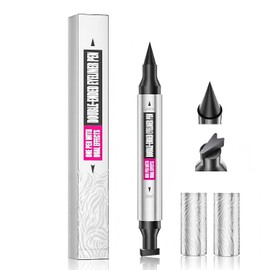 2-in-1 Waterproof Eyeliner Stamp and Liquid Eyeliner Pen, Double-Sided Winged Eyeliner Stamp for Symmetrical Cat Eyes, Smudge-proof Eye Makeup Tool in Jet Black