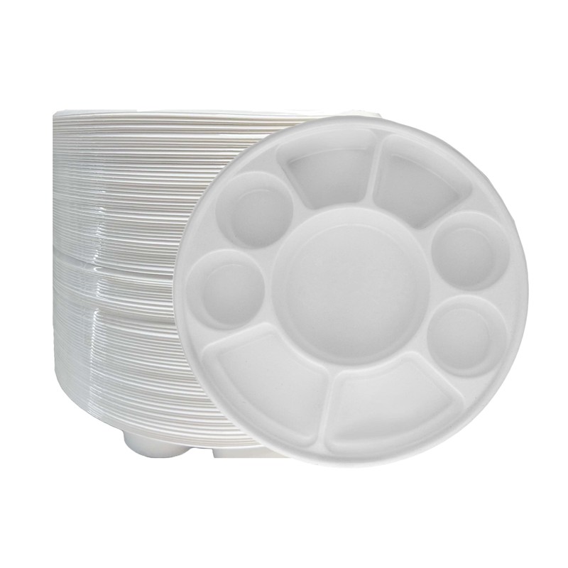 Pooja Bazar 9 Compartment White Disposable Party Thali Plates (White,