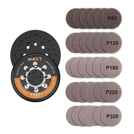MAXXT a 150mm Hook & Loop DA Sander Backing Plate Pad and 30pcs sandpaper, Dual-Action Random Orbital Sanding Pad - Low Profile Edge, Medium Density - for MAXXT Brushless Orbit Sander
