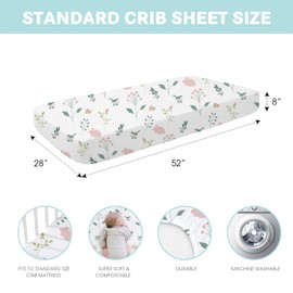 Little Grape Land Baby Crib Sheets Set for Boys & Girls, 4-Pack Soft & Breathable Microfiber, 52"x28" Fitted Sheets for Standard Toddler Crib Mattress, Cute Patterns Rabbit