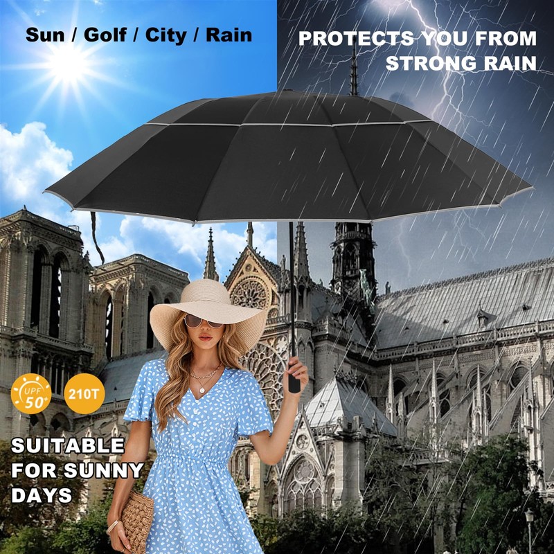 Satol 54 Inch Inverted Golf Umbrella for Rain Automatic Windproof