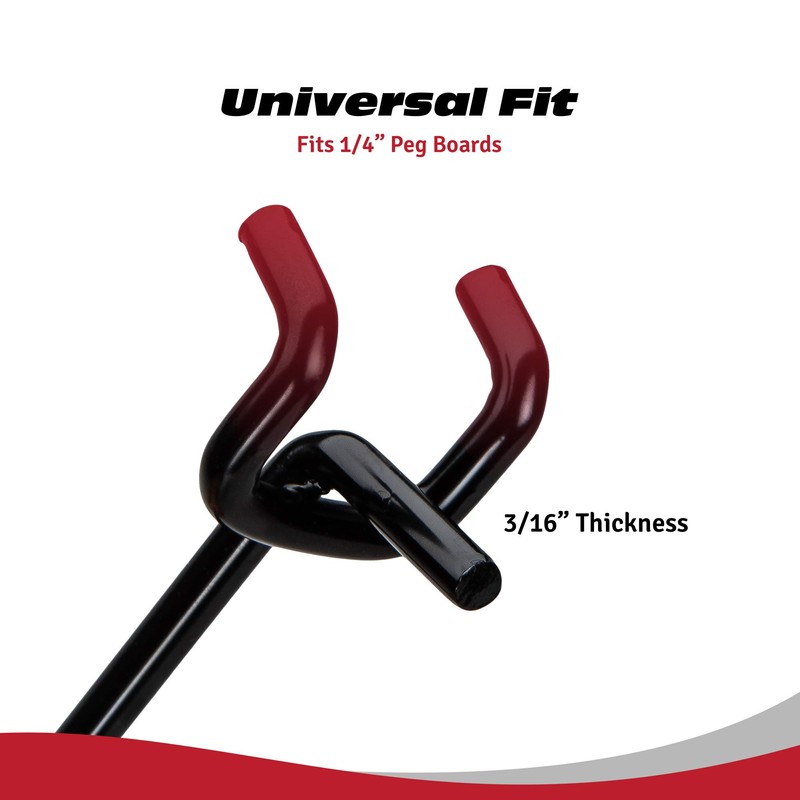 Presa Heavy Duty Black Steel Peg Board Shelving Hooks, 2-Inch,