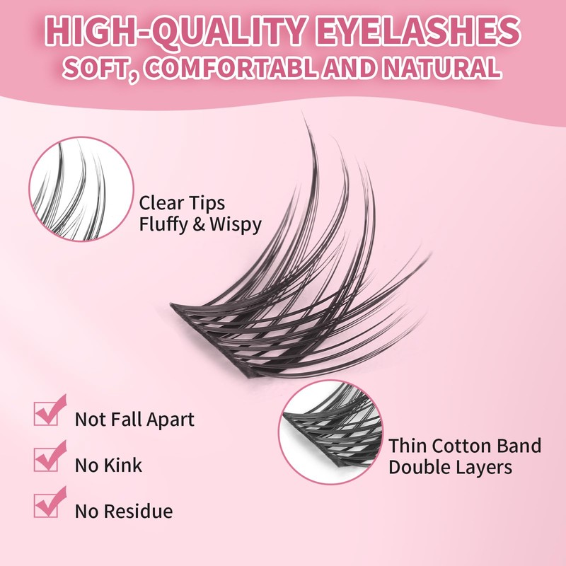 Lash Clusters 100PCS Cluster Lashes Wispy Fluffy D Curl Super