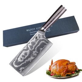 Wolfcut Damascus 7 Inch 67 Layer Damascus Steel Black Pakka Wood Handle with Gift Box