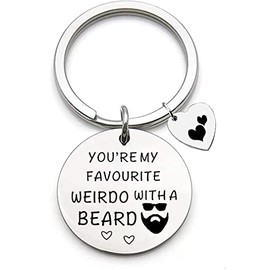 Engraved Keychain "You are My Favourite Weirdo With a Beard" Gift for Man, Friend, Father, Birthday, Valentine's Day, Christmas, New Year Gift
