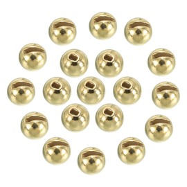 PATIKIL 3.5mm Tungsten Slotted Beads for Fly Tying, 50 Pcs Tungsten Beads Round Bead Head Ball for Jig Hooks Fishing Fly Tying Materials, Gold Tone