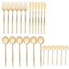24Pcs Gold Silverware Set Knife Fork Spoon Rustproof Stainless Steel