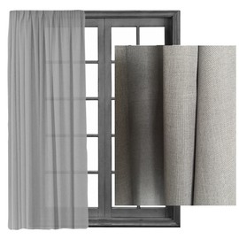 Cleanlevel EST 2016 Curtains Ruffle Tape Curtain - Linen Look Opaque Scarf Decorative Curtain 140 x 245 cm Semi-Transparent Linen Look Universal Tape (1, Light Grey)