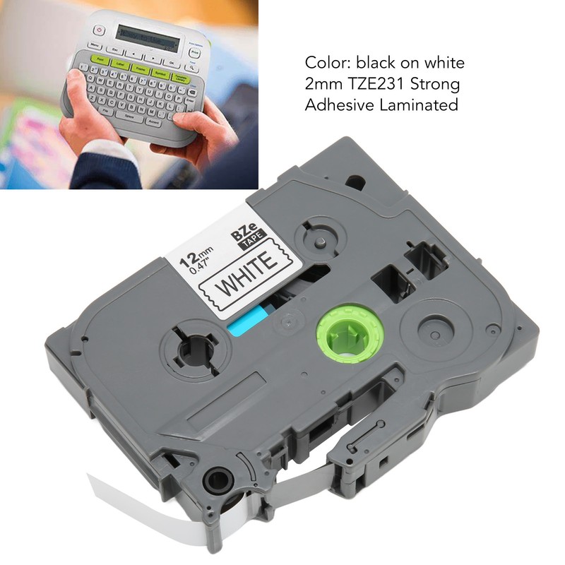 5 Pcs Label Maker Tape Black On White 12mm Width