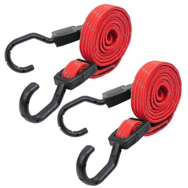 XIANGLE Adjustable Flat Bungee Cord Heavy Duty Outdoor with Hooks, Bungee Cords Assorted Sizes, 2pk (Reflective Red, Length 36'')