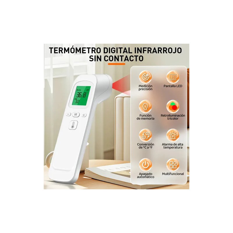 Termómetro Digital Infrarrojo Sin Contacto 32 Memory 3 Color