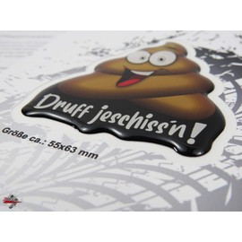 BIKE-label 3D Toilet Sticker Fun Toilet Sign Druff Jeschissn WC 63 x 55 mm 900138