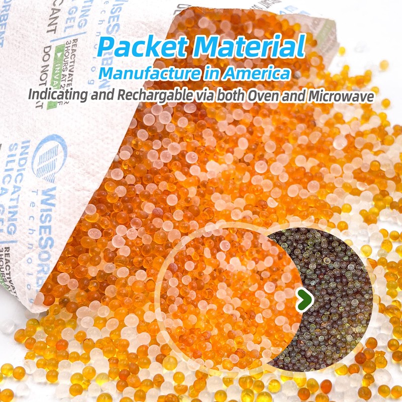 Wisesorb 200 Gram [10 Packs] Desiccant Packs, Indicating Silica Gel,