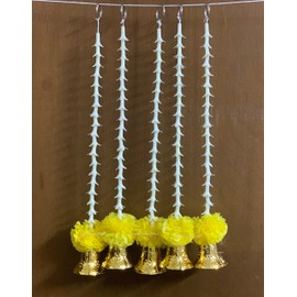 SPHINX Artificial Tuberose (rajnigandha) Marigold and Decorative Bell latkan Approx. 1 ft.- (Yellow, 5)