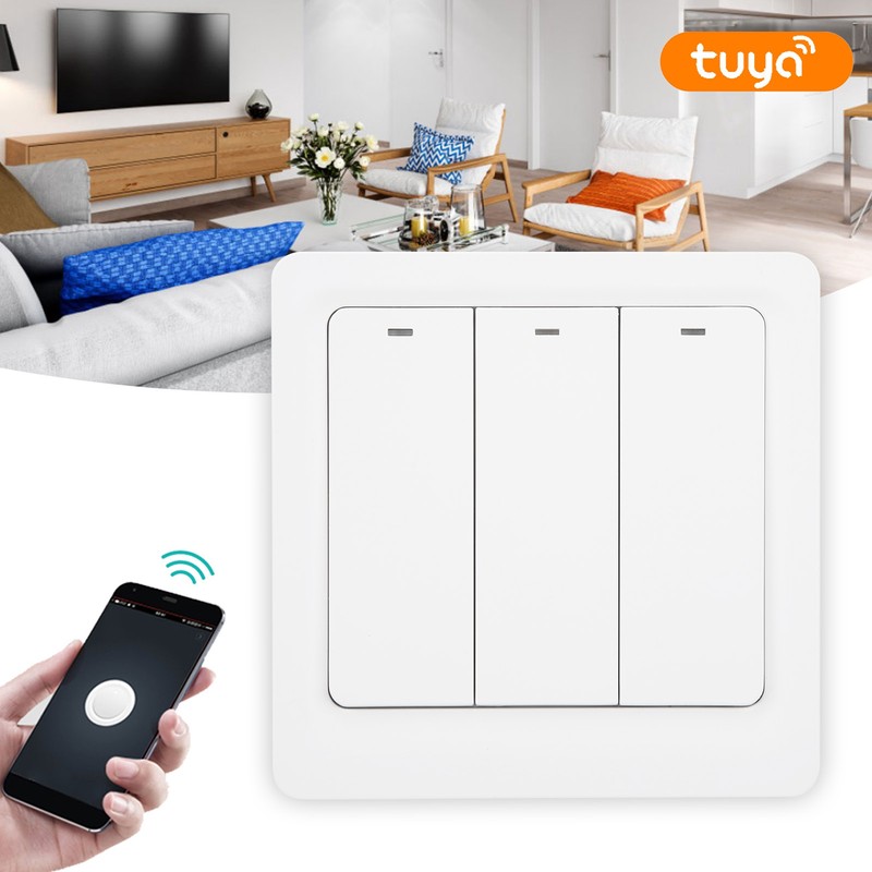 Wall Smart Light Switch Push Button Zero Fire 3 Gang