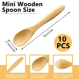 10 Pieces Handmade Small Wooden Spoons, 3.54 Inch Mini Honey Spoon, Table Tea Spoons, Tiny Coffee Spoons for Sugar Condiment Spices Salt Sauces Ice Cream (10 Pieces)