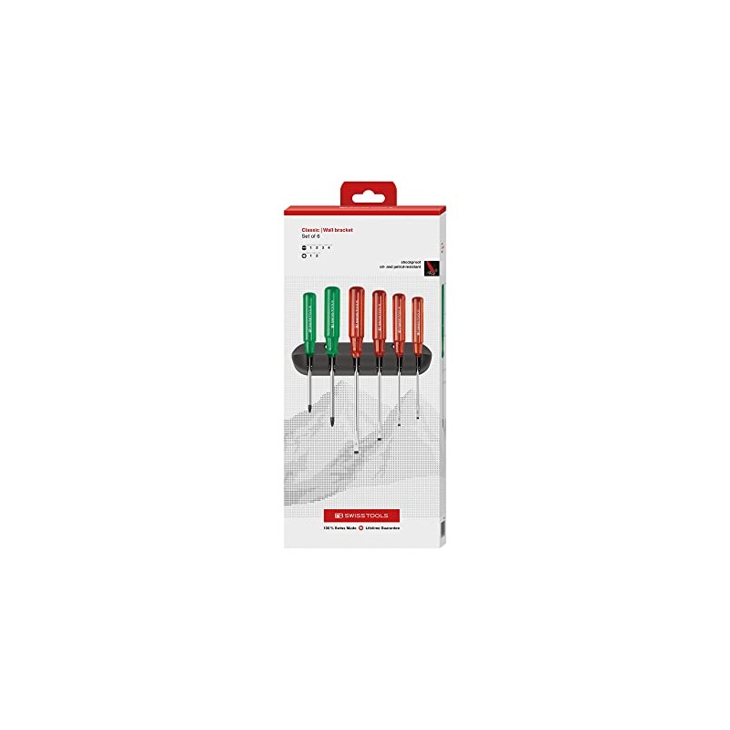 PB SWISS TOOLS 6-Piece Classic Handle Driver Set (Negative Pozidriv)