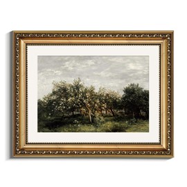 VIYYIEA Gold Framed Wall Art Canvas Print Home Decor Fruit trees Vintage Oil Painting Prints Modern Blossom Apple Tree Pictures Botanical Landscape Farmhouse Wall Decor for Bedroom Bathroom 11x14in