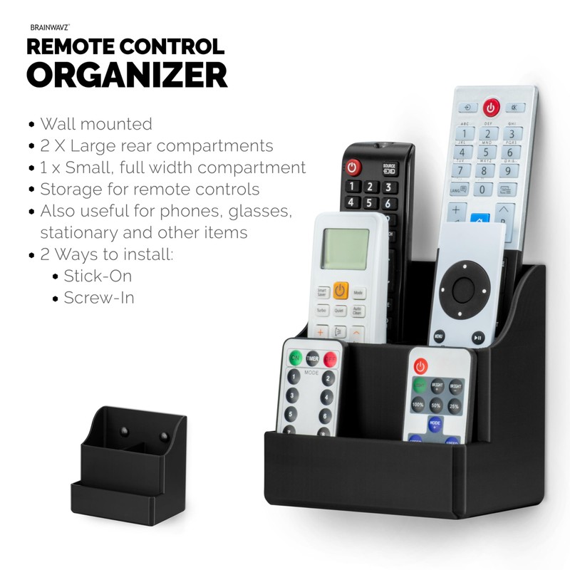 BRAINWAVZ Adhesive Remote Control Wall Mount Holder, Easy To Install,
