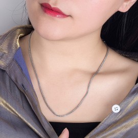 Italy Design Fashion 100% 925 Sterling Silver Necklace 2 mm 18 "20" 22 "24" 26 "28" Chopin Chain Link Silver Jewelry For Men & Women Gift (26)