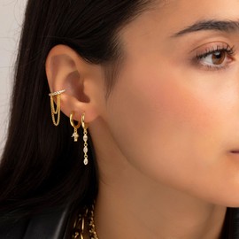 Tewiky Gold and Silver Earrings Set: Hoop, Stud, Dangle, Huggie, and Drop Earrings for Women – Trendy, Hypoallergenic, and Ideal for Multiple Piercings, Brass, Cubic Zirconia