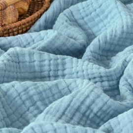 LAST MODA Muslin Blanket 100% Cotton Blanket 50”x65” Lightweight Breathable Summer Blanket. All Season Soft 4-Layer Gauze Throw Blanket for Sofa, Couch and Bed, Dream Blue
