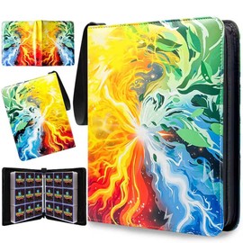 Trading Card Binder for TCG Cards, 9-Pocket Portable Card Collector Ablum Holder Book Fits 900 Cards with 50 Removable Sleeve, Waterproof Card Binder Display Storage Carrying Cases for TCG-Storm