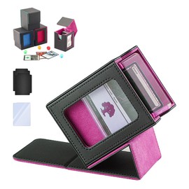 HG CHASING TRIBE Deck Case Trading Card Case PU Leather (Black, Purple, with Top Loader Vertical Insert/Window)