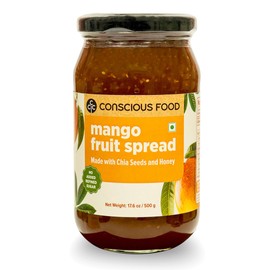 Conscious Food Mango Fruit Spread | 17.6 oz. (500g) | Made with Honey and Chia Seeds | No Added Refined Sugar