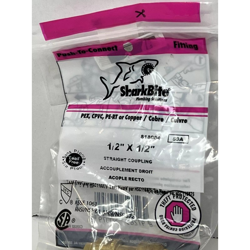 SharkBite 🔥SHARK BITE - PLUMBING - 1/2" x 1/2" STRAIGHT