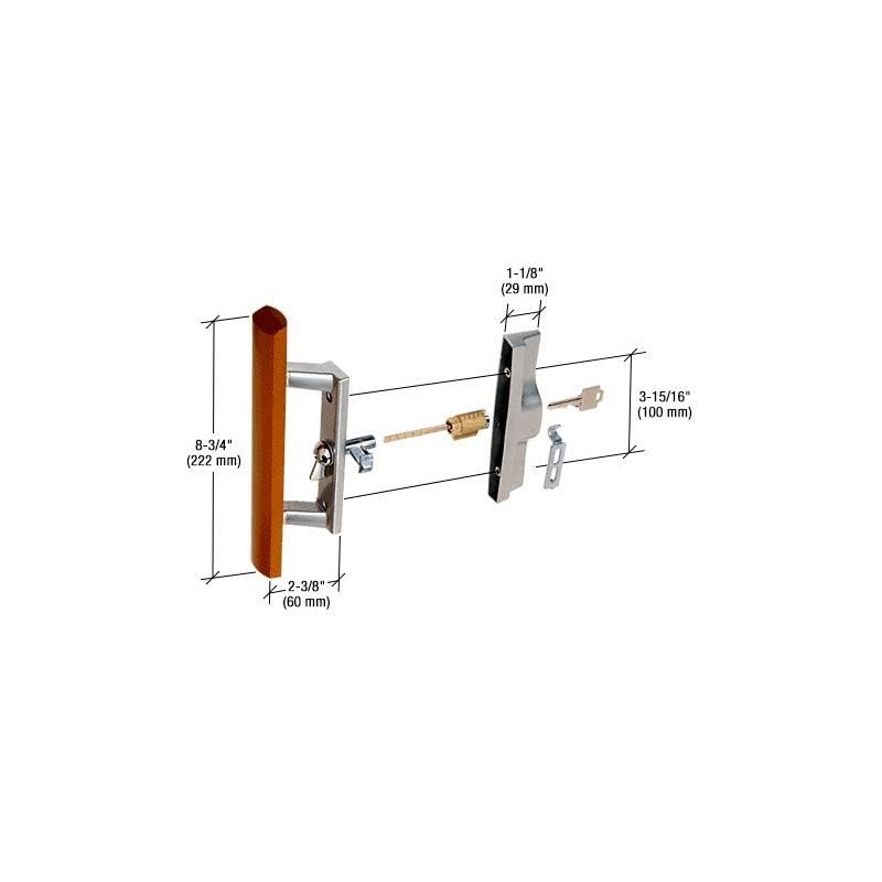 Sliding Glass Patio Door Handle Set with Internal Lock for