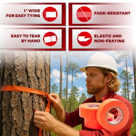 XFasten Orange Flagging Tape 6-Pack, 1-Inch x 900 Feet Total Orange Marking Tape Ribbon, High Visibility Non-Fading Trail Marking Ribbon for Surveying, Trees, Construction Safety Caution - 150ft/roll