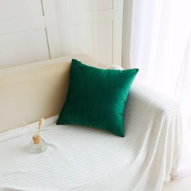 CXTAI 2x Dark Green Velvet Cushion Covers Decorative Square Throw Pillow Cover Pillowcase 20"x 20"50 x 50cm