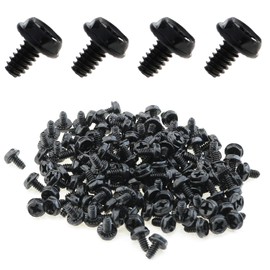 MEETOOT 100PCS 6#-32x6 Hex Washer Head Replacement PC Case Mounting Screws Fasteners for Building, Repairing and Maintaining Computer Systems (Black Zinc)