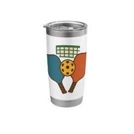 Pickleball Art Pickle Ball Paddle Player Retro Sports Vibes Stainless Steel Insulated Tumbler