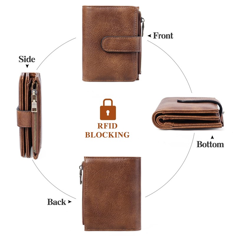 GOIACII Small Wallet Women RFID Blocking Trifold Clutch Ladies Credit
