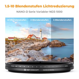 K&F Concept D-Series Variable ND Filter ND3-ND1000 Grey Filter 67 mm (1.5-10 Stops)