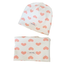 VUCDXOP Baby Children's Cotton Hat Scarf Set Winter Boys Girls Beanie Hats + Tube Scarf Set of 2 Autumn Winter Soft Cotton Beanie Hat Neckerchief Round Scarf Neck Warmer Set