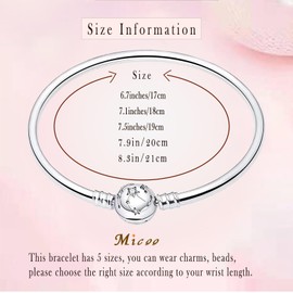 MICOO 925 Sterling Silver Snake Chain Butterfly Charms Bracelet, Evil Eye Bracelet with 5A Cubic Zirconia Bracelets for Women Birthday Gifts