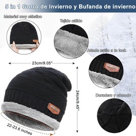 5 in 1 Gorro de Invierno y Bufanda de invierno, Guantes para Pantalla Táctil Antideslizante, 2 Calcetines Térmicos, Regalos para Invierno Hombres y Mujeres