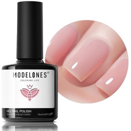 modelones Pink Gel Nail Polish Jelly Nude Pink Gel Polish French Tip Base Colors Valentine Translucent Soak Off U V Soap Nails for Nail Art Manicure at Home 15ML