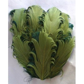 Pretty-Plumes Olive Hunter Green Curly Goose Feather Pad Hat Headband Sew or Glue on