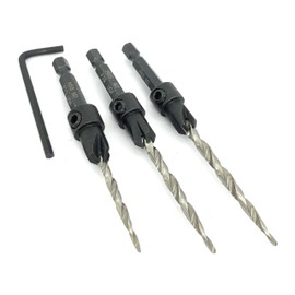 FTG USA Wood Countersink Drill Bit Set #6#8#10 Set Countersink HSS M2 Tapered Drill Bits, Quick Change 1/4 inch Hex Shank Countersink Bit, 1 Allen Wrench, Countersink Drill Bit for Woodworking