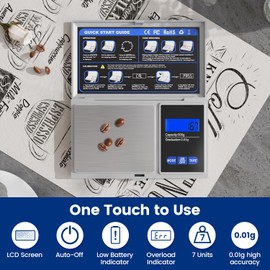 izeyu 500g/0.01g Feinwaage, multifunktionale Mini-Digitalwaage mit Kalibrierung und Tara-Funktion, 7 Einheiten, Grammwaage, Goldwaage, Schmuckwaage, Salz- und Gewürzwaage, kleine Taschenwaage