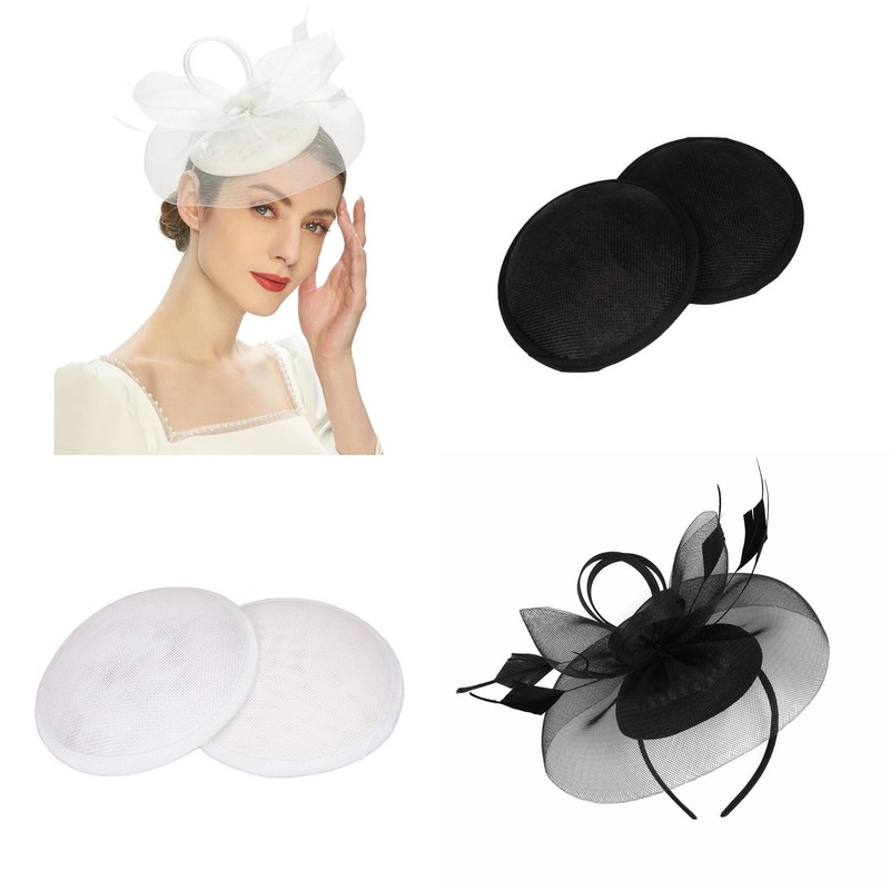 ArrErr 2 Pack Fascinators Hats Base 5 Inch Fabric Round
