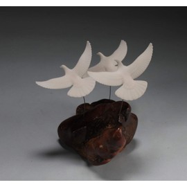 Dove Trio by John Perry 5in tall on burl base