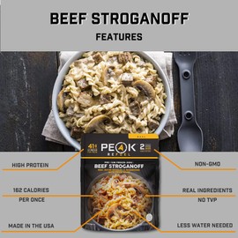 Peak Refuel Beef Stroganoff | Freeze Dried Backpacking and Camping Food | Amazing Taste | High Protein | Real Meat | Quick Prep Meals